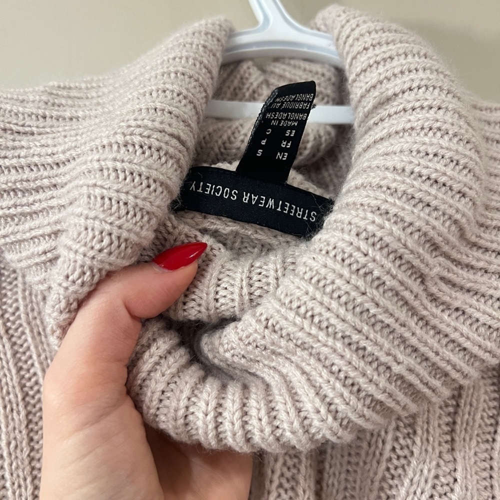 Streetwear Society Ribbed Cowl Neck Sweater - khaki colour - Picture 3 of 3
